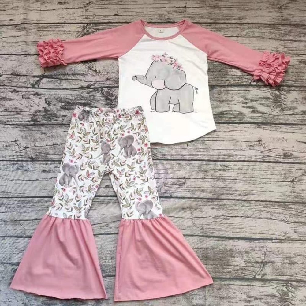 Boutique Elephant cute ruffle pants set